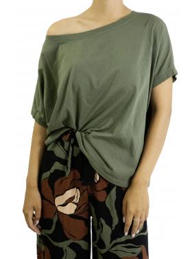 T-shirt tinta unita morbida con spalla regolabile